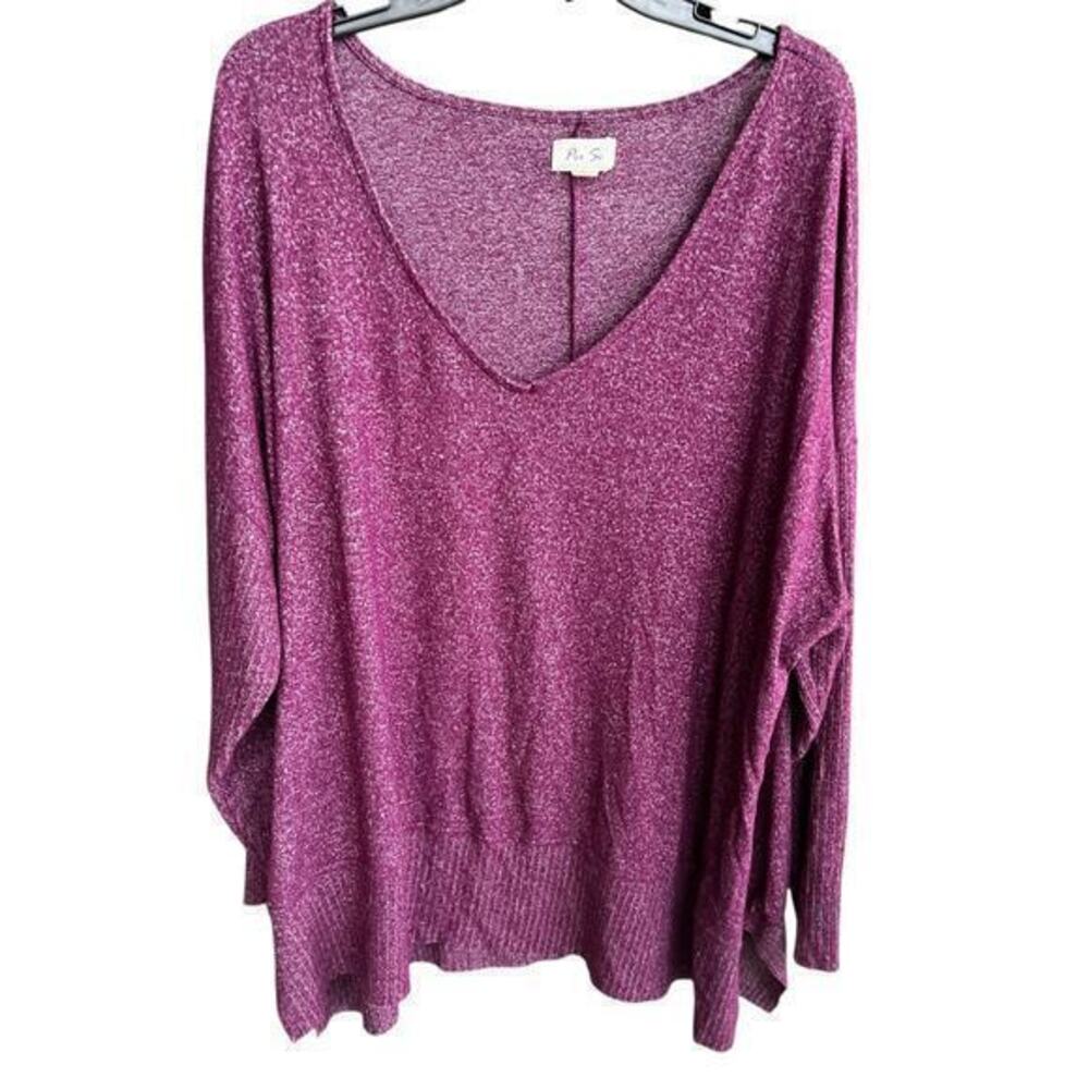 PER SE Merlot Red Heather Super stretchy lightweight pullover top Beachy sz 2XL